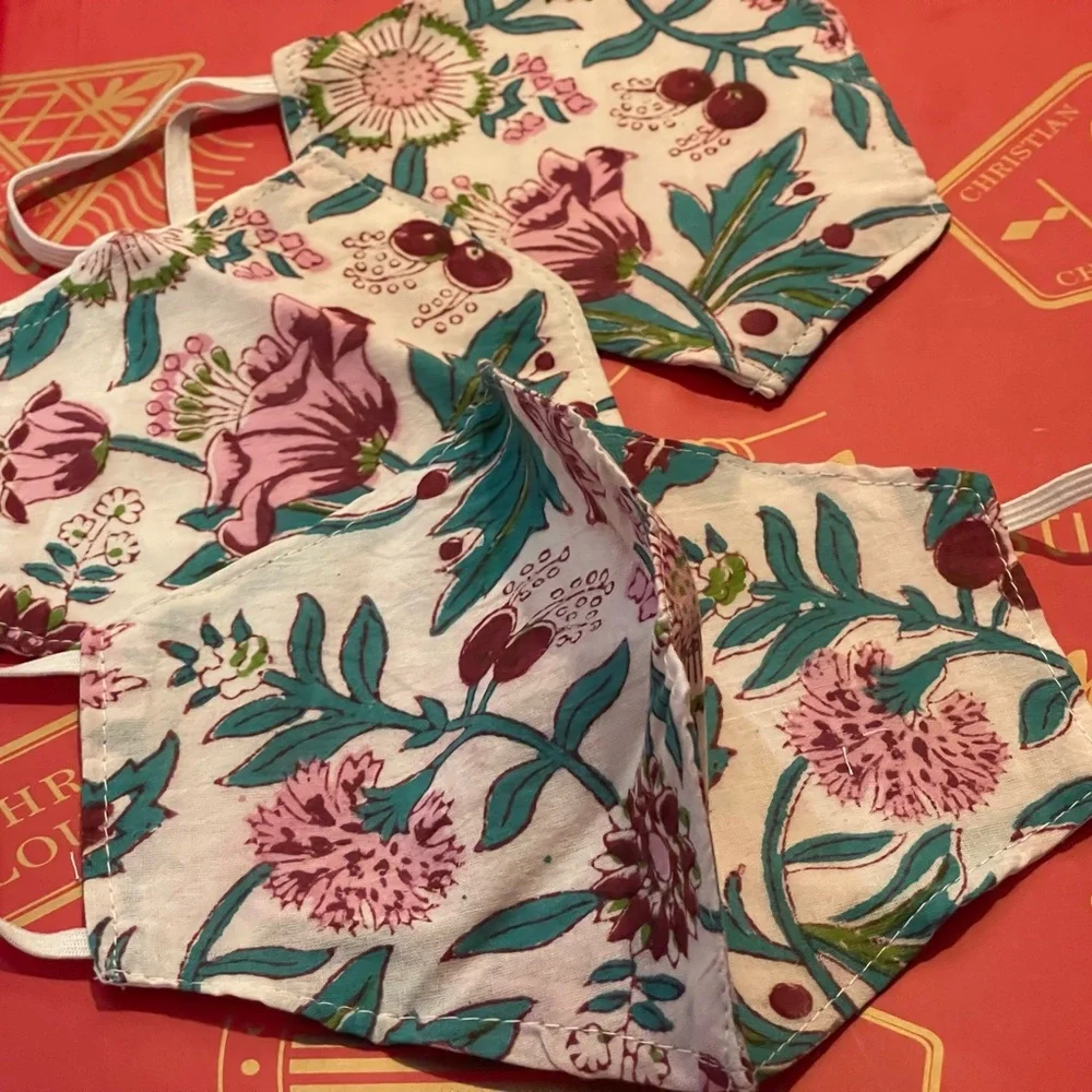 Cotton Floral Washable Face Masks In Boho Print, Reusable, 3 Masks
